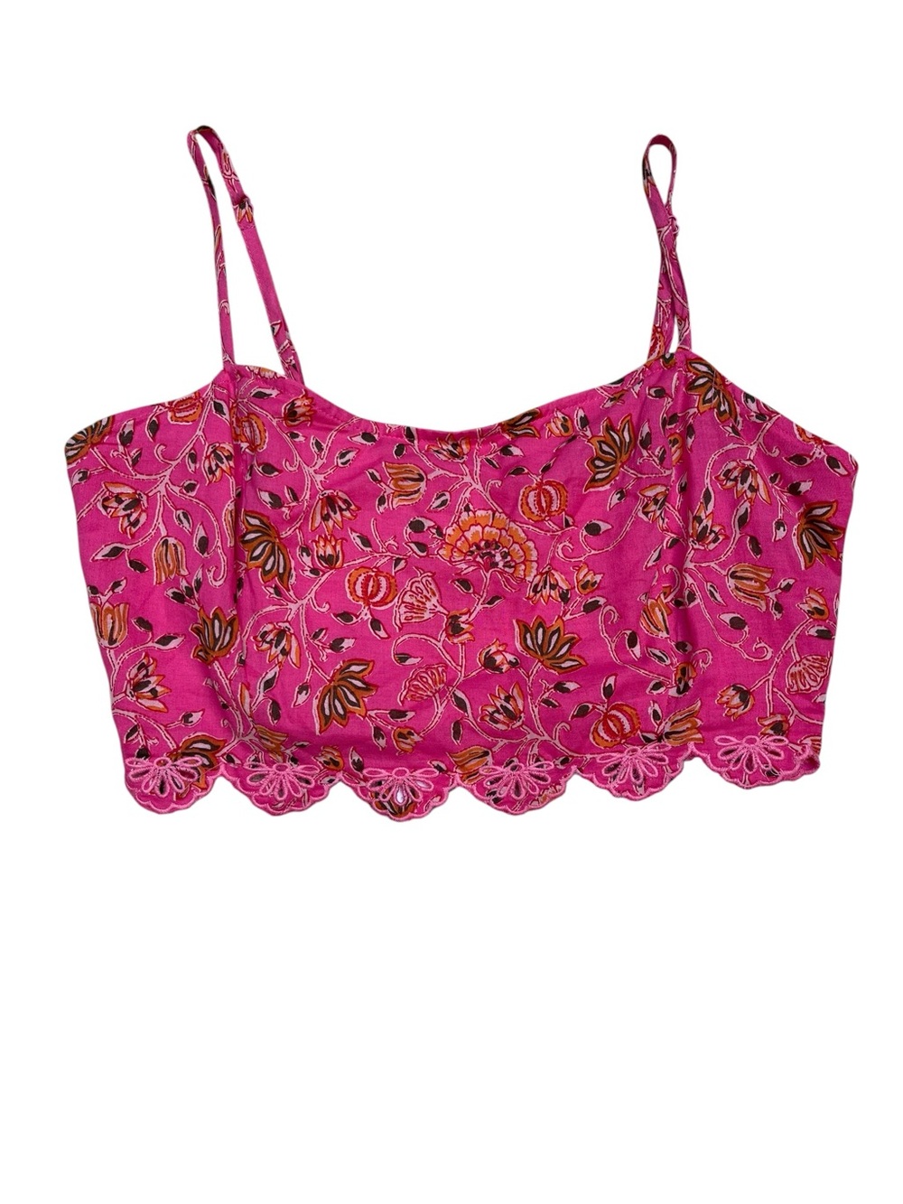 Caroline Constas Pink Floral Embroidered Crop Top Women’s Small NWT